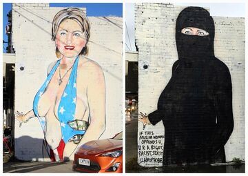 Australian street artist paints unusual Hillary Clinton mural