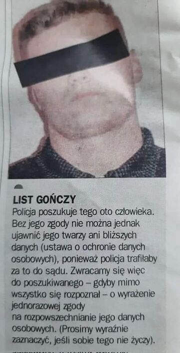 List gończy, a ustawa o ochronie danych osobowych