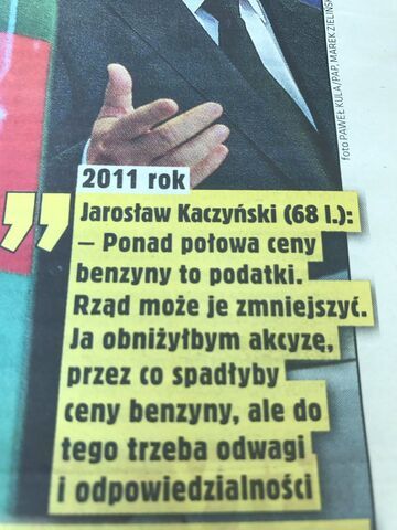 Słowa Jarosława Kaczyńskiego z 2011r. o cenie benzyny