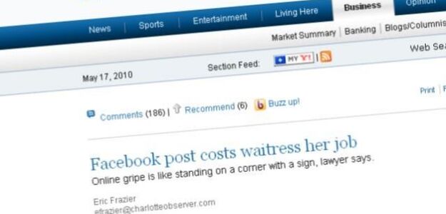 Kelnerka zwolniona za narzekanie na klientów na Facebooku