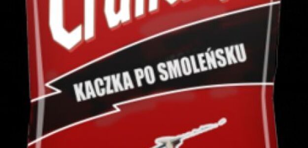 "Kaczka po smoleńsku" na opakowaniu chipsów