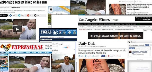 Wytatuował sobie na przedramieniu rachunek z McDonald's