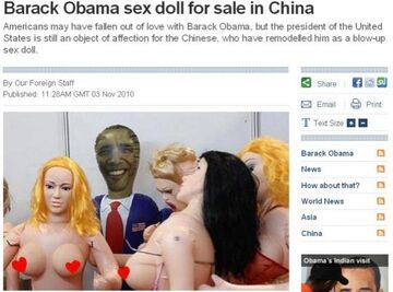 Barack Obama na chińskim festiwalu seksu. Jako gumowa lalka