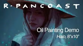 Artysta Ryan Pancoast pokazuje malowanie obrazu olejnego na desce