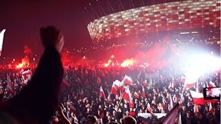 Wypowiedź kibica Widzewa Łódź na zakończenie Marszu Niepodległości