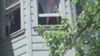 Laska tłucze szybę tyłkiem