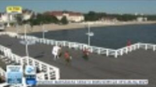 Wpadka na żywo w TVN24 - Człowiek pralka na molo w Sopocie