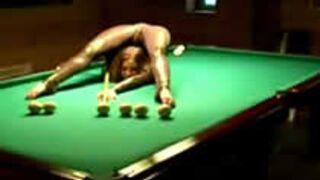 Flexible Girl Playing Pool