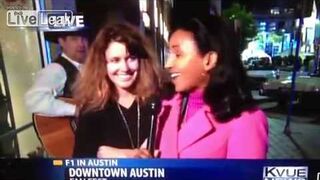 Overly attached drunk girl gets on the news - пьяная девушка в прямом эфире