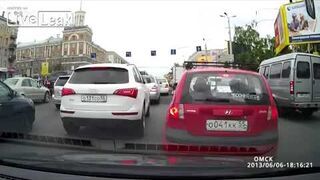 Russian Road Rage Guy Smacks Boy in the Face
