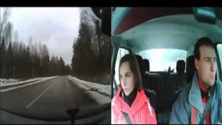 Zderzenie samochodu z jeleniem obserwowane kamerką.