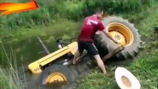 Traktor kosi trawę - fail