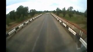 Kierowca ciężarówki rozjeżdża kozy na drodze