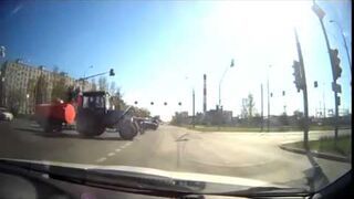 Traktor z beczką w rytm muzyki