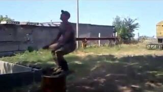 Backflip z beczki (dwie próby)